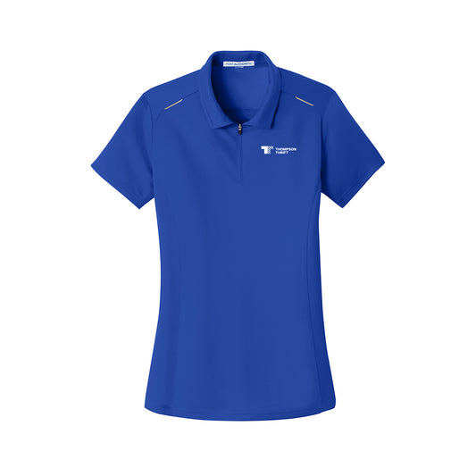 Port Authority Ladies Pinpoint Mesh Zip Polo